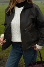 Veste marron à poches et col en velours - 5124