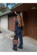 Lacivert Belden Oturtma Denim Ceket Pantolon Takım - 0838