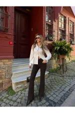 Ekru Belden Oturtmalı Poplin Gömlek - 1616