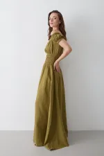 Khaki Ruched Dress - 2002