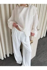 Beyaz Uçuşan Pelerin Panço - 0901