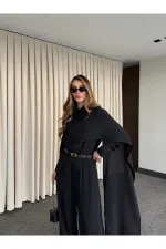 Siyah Kemerli Şal Yaka Gömlek Pantolon Takım - 8004