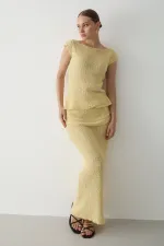 Ensemble deux pièces jaune drapé - 7257