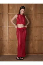 Ensemble de plage blouse et jupe rouges