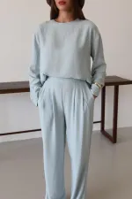 Blue Marisol Blouse and Pants Set