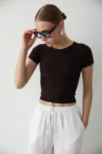 Acı Kahve Crop Bluz - 1182