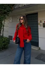 Red Shawl Detail Sweater - 251180