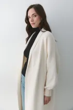 Gilet long en maille crème - 251015