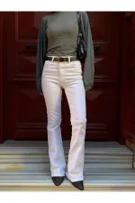 Beyaz İspanyol Paça Jean - 2106