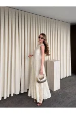 Beige Fairy Embroidered Dress - 2489
