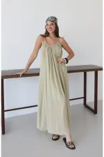 Haki Askılı Rahat Kesim Elbise