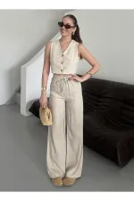 Taş %100 Keten Palazzo Pantolon