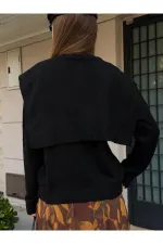 Siyah Şal Detaylı Kazak - 251180