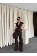 Kahverengi Margot Yelek Pantolon Takım - 308