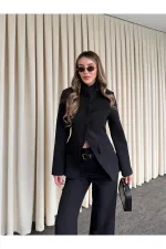 Siyah Hakim Yaka Ceket Pantolon Takım - 7100