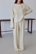 Ensemble chemisier et pantalon jaune Marisol