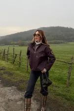 Bordo Cepli Kadife Yaka Ceket - 5124