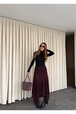 Jupe prune à ceinture froncée - 3366