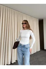 Off-white Crew Neck Long Sleeve Bodysuit - 0098