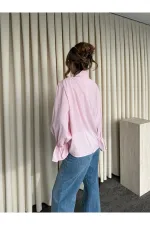 Pembe Fırfır Detaylı Vatkalı Bluz - 1016