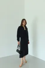 Ensemble robe-chemise en modal noir - 51153