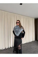 Écharpe tricotée à motifs gris et anthracite - 251003