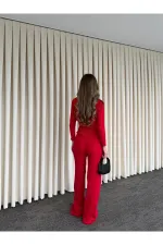 Red Lace Two-Piece Knit Set - 2602