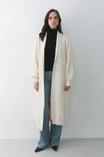 Gilet long en maille crème - 251015