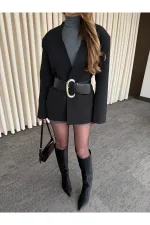 Veste en satin ceinturée - 9691