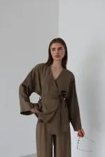 Brown Tie-Up Kimono Set Brown Tie-Up Kimono Set