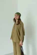Khaki Lirio Shirt and Pants Set - 8674