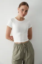 Beyaz Crop Bluz - 1182