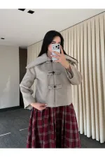 Vizon Düğme Detaylı Kısa Kaşe Ceket - 7675