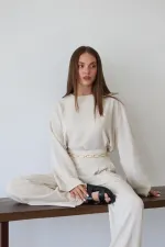 Natural Marisol Blouse and Pants Set