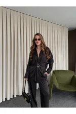 Brown Buckled Shirt and Trousers Set - 51240 Brown Buckled Shirt and Trousers Set - 51240