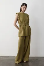 Haki Aksesuar Detaylı İkili Takım