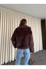 Kahverengi Kürk Mont - 9679