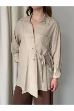 Chemise à ceinture boutonnée croisée 100% coton naturel