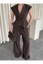 Kahverengi Margot Yelek Pantolon Takım - 308