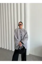 Grey Front Tie Teddy Jacket