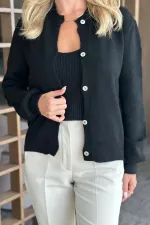 Ensemble deux pièces cardigan et gilet de sport noir - 231042