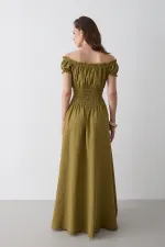 Khaki Ruched Dress - 2002