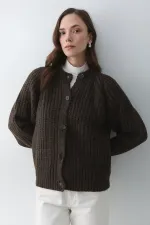 Gilet 5 boutons couleur café chiné - 251061