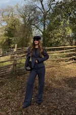 Navy Blue One-Button Jacket and Trousers Suit - 9480