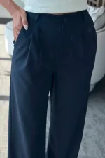 Pantalon bleu marine Idole avec ceinture - 3510