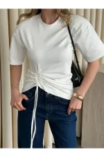 Açık Ekru Yandan Büzgülü Bluz - ÖB261025