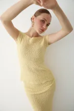 Ensemble deux pièces jaune drapé - 7257