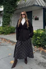 Dark Brown 100% Cotton Belted Knit Cardigan - 4627 Dark Brown 100% Cotton Belted Knit Cardigan - 4627