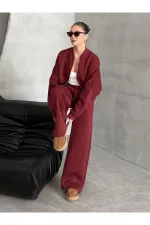 Burgundy Nora Tracksuit Set - 8001 Burgundy Nora Tracksuit Set - 8001