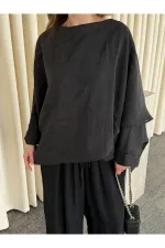 Siyah Uçuşan Pelerin Panço - 0901